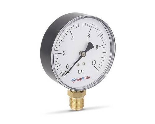Манометр VARMEGA радиальный 100 мм, 10 бар, 1/2", VMMT10-101004
