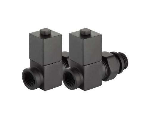 Набор дизайн-вентилей Royal Thermo CUBE, прямой (черный) 1/2 Набор дизайн-вентилей Royal Thermo CUBE, прямой (черный) 1/2