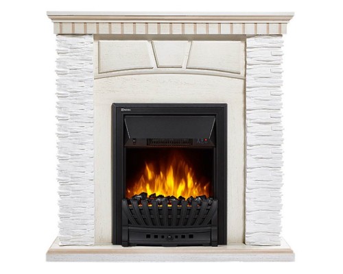 Каминокомплект:Очаг Electrolux EFP/P-1020LS с порталом Porto Classic камень белый, шпон беленый дуб