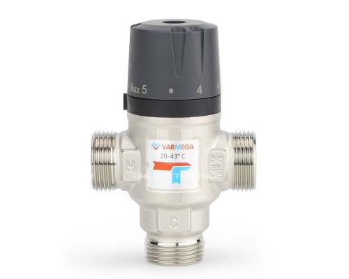 Клапан термосмесительный VARMEGA НР 1", 20-43гр.С, Kvs 2.5, боковое смешение, VM17503 Клапан термосмесительный VARMEGA НР 1", 20-43гр.С, Kvs 2.5, боковое смешение, VM17503