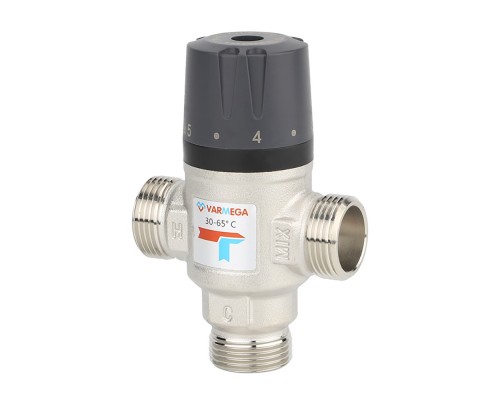 Клапан термосмесительный VARMEGA НР 1", 30-65гр.С, Kvs 1.6, боковое смешение, VM17203