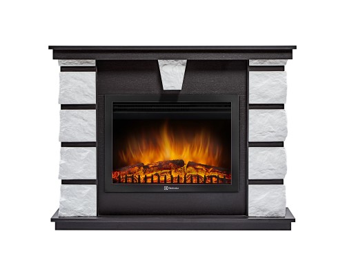 Каминокомплект: Очаг Electrolux EFP/P-2520LS N, портал Excalibur 25 камень белый