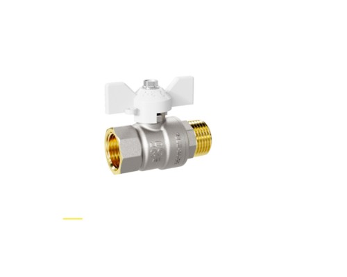 Кран шаровой латунный LD Pride 47.32.В-Н.Б Ду32 Ру25 white (бабочка с бир.)
