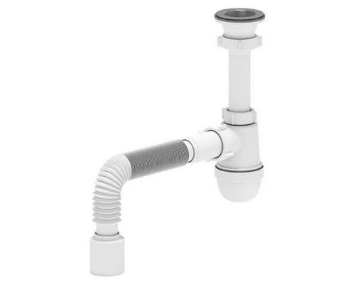 Сифон АНИ пласт д/умыв-ка/мойки бутылочный 1 1/2"x40 с гофрой 40х50 D-70мм C0110