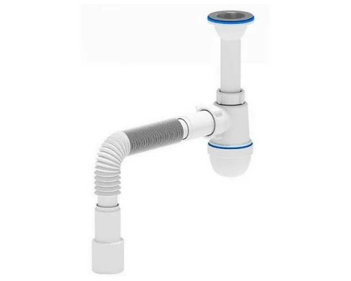 Сифон АНИ пласт д/умыв-ка/мойки бутылочный 1 1/2"x40 с гофрой 40х50 D-70мм C0515