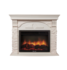 Портал Firelight Torre 25S камень белый, шпон белёный дуб