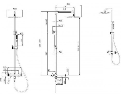 Allen Brau Priority Душевая стойка 27,7x50,9x123,2h см, излив 11,4 см, цвет: никель браш 5.31A10-BN Allen Brau Priority Душевая стойка 27,7x50,9x123,2h см, излив 11,4 см, цвет: никель браш 5.31A10-BN