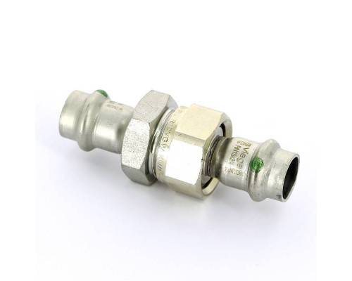 Муфта пресс-В нержавеющая сталь Sanpress Inox VIEGA с разъемным соединением плоская прокладка 15 Муфта пресс-В нержавеющая сталь Sanpress Inox VIEGA с разъемным соединением плоская прокладка 15
