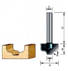 Фреза пазовая фасонная S-образная 12,7х32х9,5х8х4,76 мм; R=1,98 мм (D-11031)