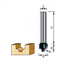 Фреза пазовая фасонная, каплевидная 27х32х15х8 мм; R=8 мм (D-11003)