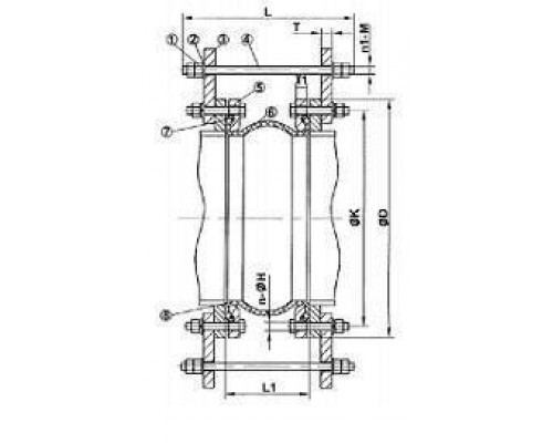 Компенсатор резиновый фланцевый, PN25, DN80