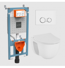 Унитаз Инсталляция   Кнопка, Vitra, S40, подвесной, шгв 600-1200-600, VitrA Hygiene, цвет-белый