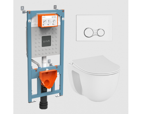 Унитаз Инсталляция   Кнопка, Vitra, S40, подвесной, шгв 600-1200-600, VitrA Hygiene, цвет-белый