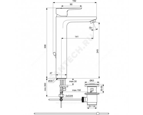 Смес/умыв CERAPLAN III SLIM однор лит/изл дон/кл Ideal Standard BC561AA