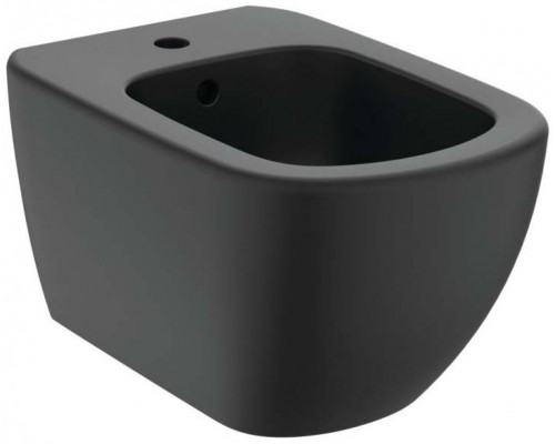 T3552V3 TESI Подвесное биде, с отверстием под смеситель, с отверстием перелива, с крепежом TT0299598(для скрытого монтажа)Silk Black (Черный матовый) T3552V3