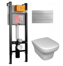 E21770RU-00 Подвесной унитаз c инсталляцией 40 см Jacob Delafon Vox, сиденье тонкое микролифт, клавиша хром (E33131RU+EDM102+E20142+E4316-CP) E21770RU-00