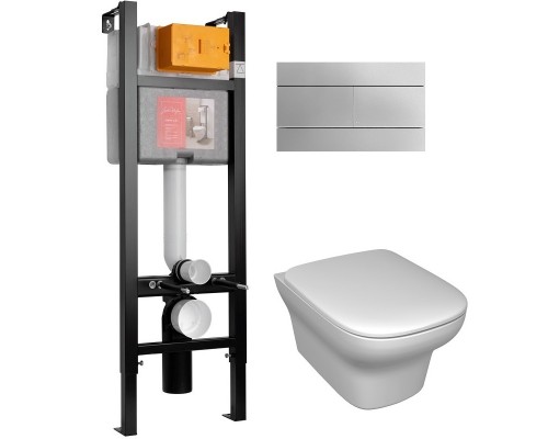 E21770RU-00 Подвесной унитаз c инсталляцией 40 см Jacob Delafon Vox, сиденье тонкое микролифт, клавиша хром (E33131RU+EDM102+E20142+E4316-CP) E21770RU-00