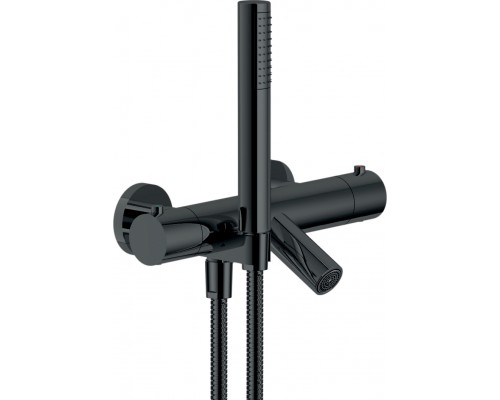 VE125010/2FLP VELIS термостатический смеситель для ванны, с ручным душем и шлангом 150 см, глянцевый черный VE125010/2FLP