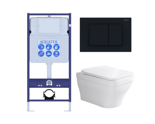 Set AQUATEK АМАДЕО (рама AQUATEK Standard INS-0000012 с звукоиз.прокладкой+крепеж KKI-0000002+кнопкаKDI-0000012+унитаз АМАДЕО AQ1163-00+крышка-сиденье SET AQUATEK АМАДЕО-012 4в1