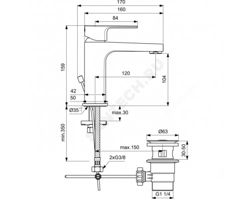 Смес/умыв ESLA однор лит/изл дон/кл Ideal Standard BD047AA