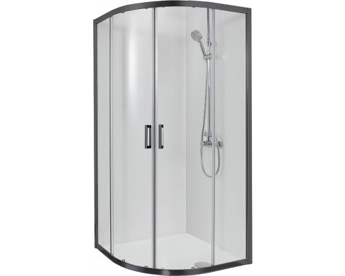 AQ ARI RO 09020BL Душевой уголок 1/4 круга, двери раздвижные 900x900x2000, профиль черный, стекло прозрачное AQ ARI RO 09020BL