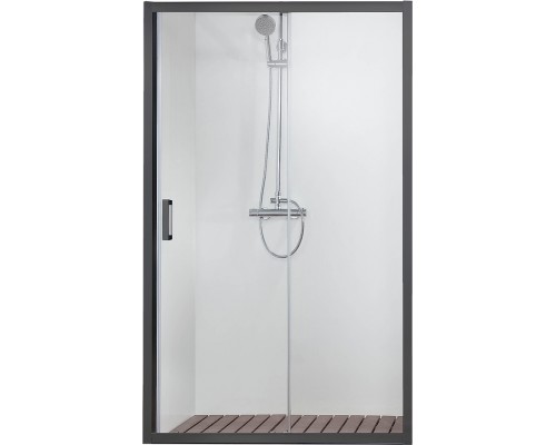 AQ ARI RA 10020BL Душевая дверь двухэлементная, раздвижная1000x2000 профиль черный, стекло прозрачное (AQ NAA 6121-100) AQ ARI RA 10020BL