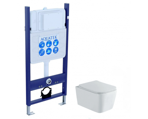 SET AQUATEK ЛИБРА N-14 cm (рама AQUATEK Standard INS-0000014(без клавиши и крепежа)+унитаз ЛИБРА New компакт AQ1148N-00 с тонким сиденьем soft-close SET AQUATEK ЛИБРА N-14 cm