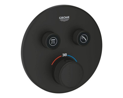 Термостат для встраиваемого монтажа GROHE Grohtherm SmartControl, на 2 выхода, фантомный чёрный (29507KF0)