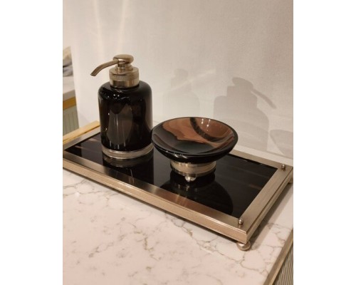 Набор аксессуаров, Cristal Bronze, Obsidienne, поднос мыльница настольная дозатор настольный, цвет-никель матовый Набор аксессуаров, Cristal Bronze, Obsidienne, поднос мыльница настольная дозатор настольный, цвет-никель матовый