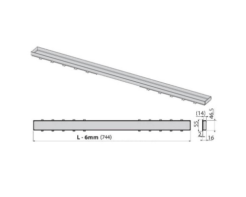 Решетка под кладку плитки Alcaplast 750 мм для APZ12 нерж. сталь