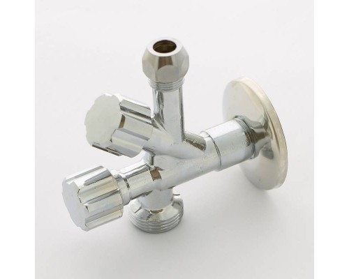 Вентиль комбинированный Uni-Fitt Н-обж-Н 1/2" х 10 мм (3/8") х 3/4" универсальный хром