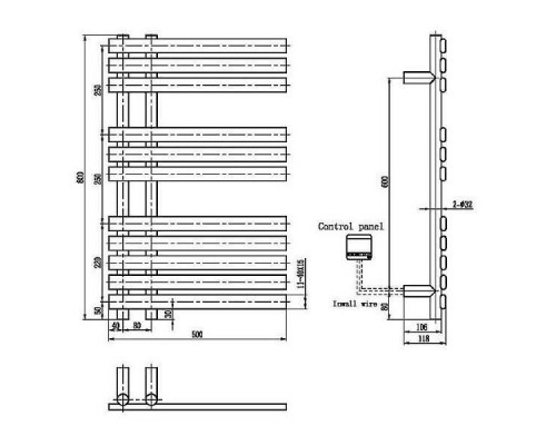 Boheme Venturo Полотенцесушитель электрический 50х11,8х80h см, цвет: белый 723-MW