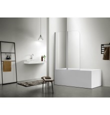 AQ DEL SBA 10015CH Шторка на ванну двухэлементная, поворотная 1000X1500 профиль хром, стекло прозрачное AQ DEL SBA 10015CH