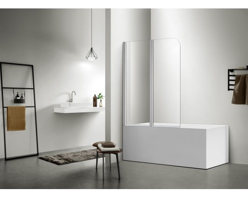 AQ DEL SBA 10015CH Шторка на ванну двухэлементная, поворотная 1000X1500 профиль хром, стекло прозрачное AQ DEL SBA 10015CH