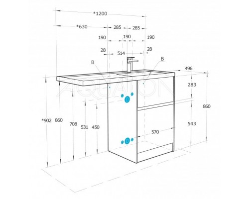1A2669K1LHDR0 Набор: 1A266901LHDR0 Тумба под раковину Лондри 60 Дуб рустикальный (рак.1A72243KLH010, 1A72843KLH01L заказывается ОТДЕЛЬНО!) 1A2669K1LHDR0