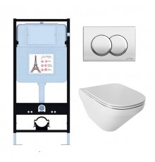 E21775RU-СP Унитаз c инсталляцией Modern Life, сиденье тонкое микролифт, панель для двойного смыва, хром (E36495-NF+E36496-CP+E77725+E77168) E21775RU-CP