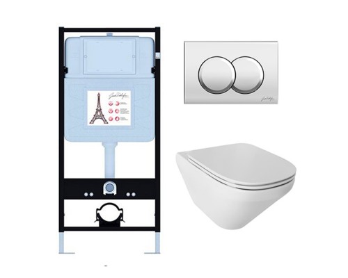 E21775RU-СP Унитаз c инсталляцией Modern Life, сиденье тонкое микролифт, панель для двойного смыва, хром (E36495-NF+E36496-CP+E77725+E77168) E21775RU-CP