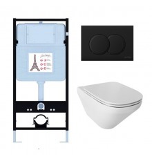 E21775RU-BL Унитаз c инсталляцией Modern Life, сиденье тонкое микролифт, панель для двойного смыва, матовый черный (E36495-NF+E36496-BL+E77725+E77168) E21775RU-BL