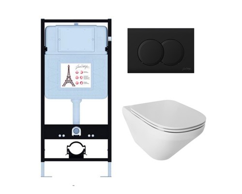 E21775RU-BL Унитаз c инсталляцией Modern Life, сиденье тонкое микролифт, панель для двойного смыва, матовый черный (E36495-NF+E36496-BL+E77725+E77168) E21775RU-BL