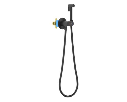 AQ1023MB БЕТТА комплект для гигиенического душа Select встроенный (смеситель + гигиеническая лейка + шланг), матовый черный AQ1023MB