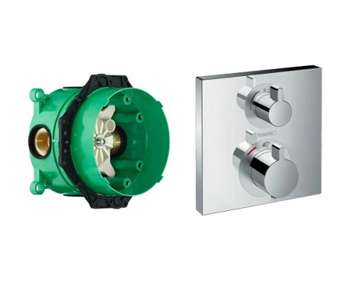 15714000S Set HG Ecostat Square термостатический смеситель для душа (15714000+01800180) 15714000S