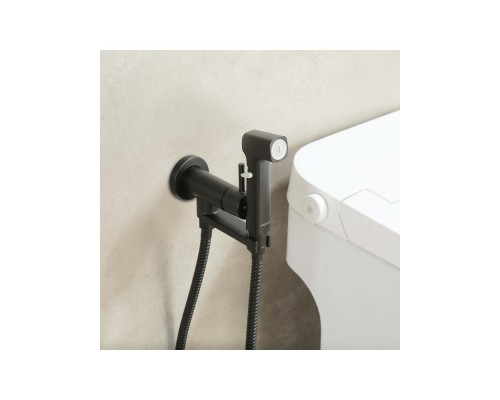 AQ1819MB НИКА комплект для гигиенического душа встроенный (смеситель + гигиеническая лейка + шланг), матовый черный AQ1819MB