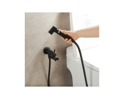 AQ1819MB НИКА комплект для гигиенического душа встроенный (смеситель + гигиеническая лейка + шланг), матовый черный AQ1819MB