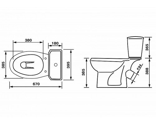43301110202 Унитаз-компактЭлиссаСтандарт, нижний/боковой подвод воды, косой выпуск(старый арт. 43301130202) 43301110202