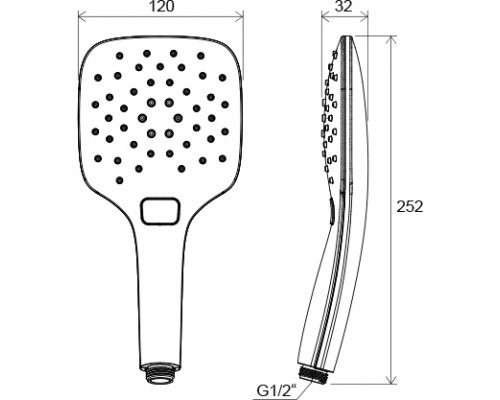 Душевая лейка Air 3 функции диаметр 120 мм 958.00 хром X07P348