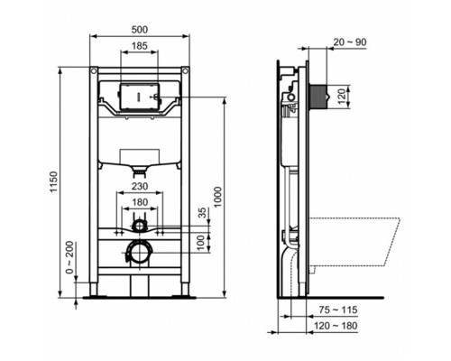 T386801 Промо-комплект (T007901 TESI Подвесной унитаз, T352701 TESI Тонкое сидение и крышка SC, R020467 PROSYS FRAME 120 M Встраиваемая инсталляция) T386801