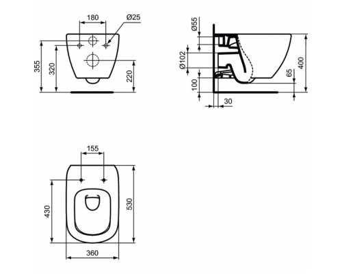 T386801 Промо-комплект (T007901 TESI Подвесной унитаз, T352701 TESI Тонкое сидение и крышка SC, R020467 PROSYS FRAME 120 M Встраиваемая инсталляция) T386801