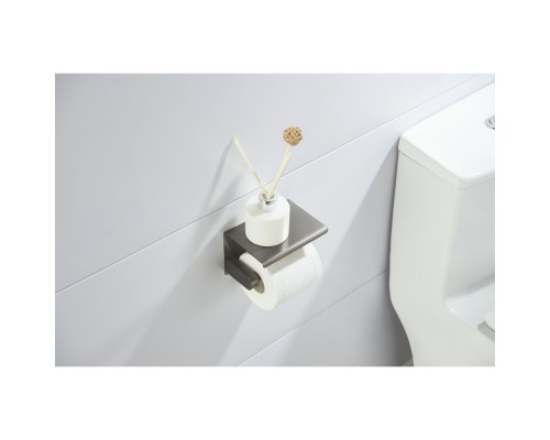 AQ4939BGM ЕВРОПА бумагодержатель с полкой, оружейная сталь (шлиф. черный хром) AQ4939BGM