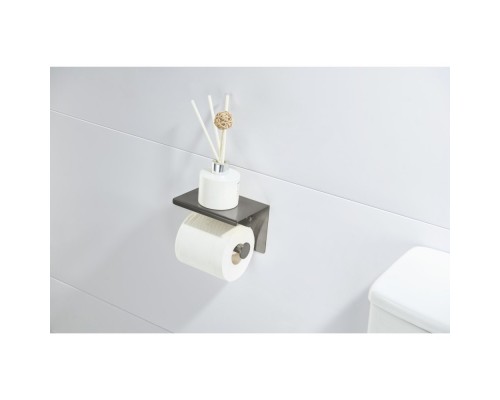 AQ4939BGM ЕВРОПА бумагодержатель с полкой, оружейная сталь (шлиф. черный хром) AQ4939BGM