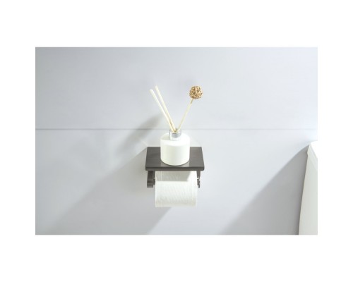 AQ4939BGM ЕВРОПА бумагодержатель с полкой, оружейная сталь (шлиф. черный хром) AQ4939BGM